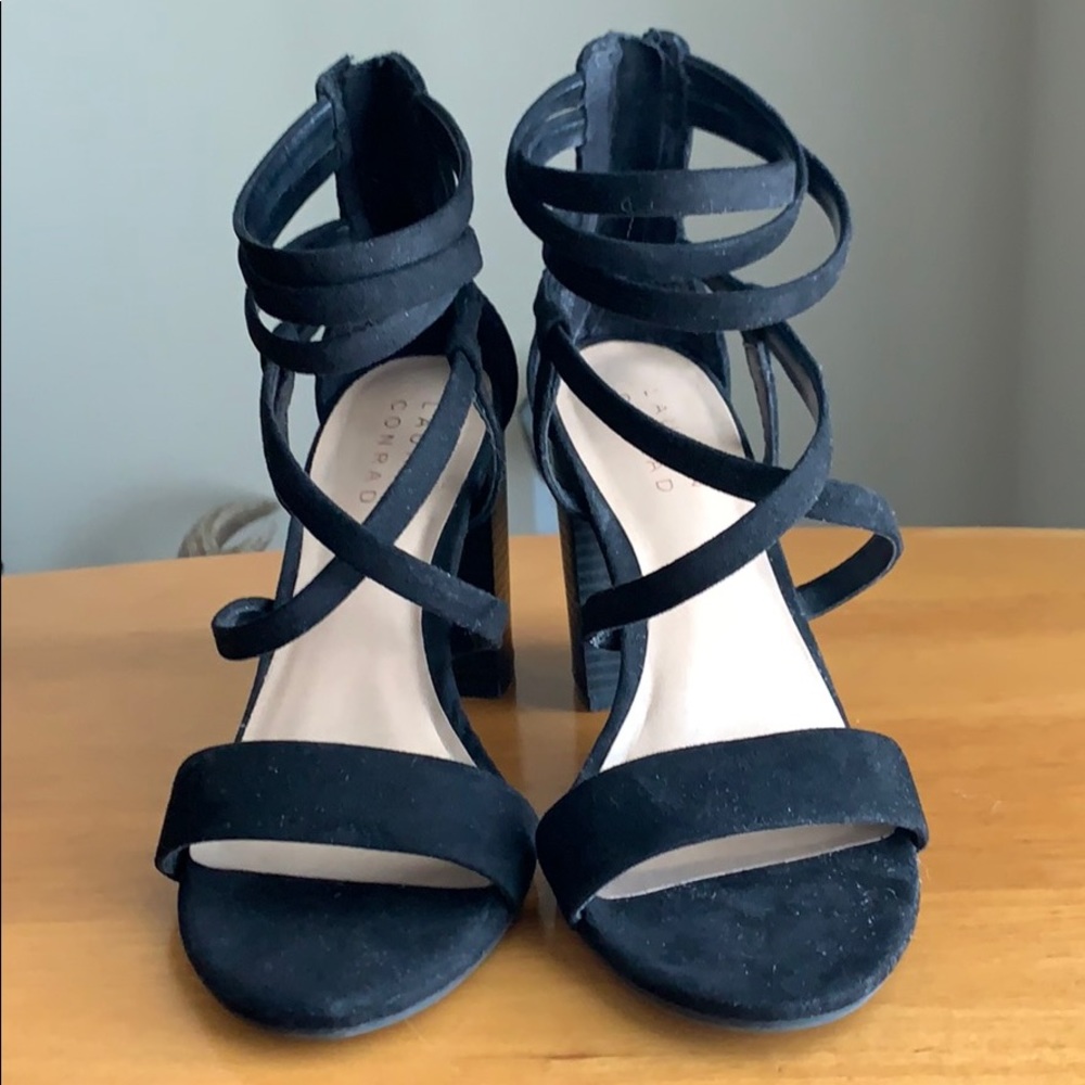Strappy open toed chunk heels